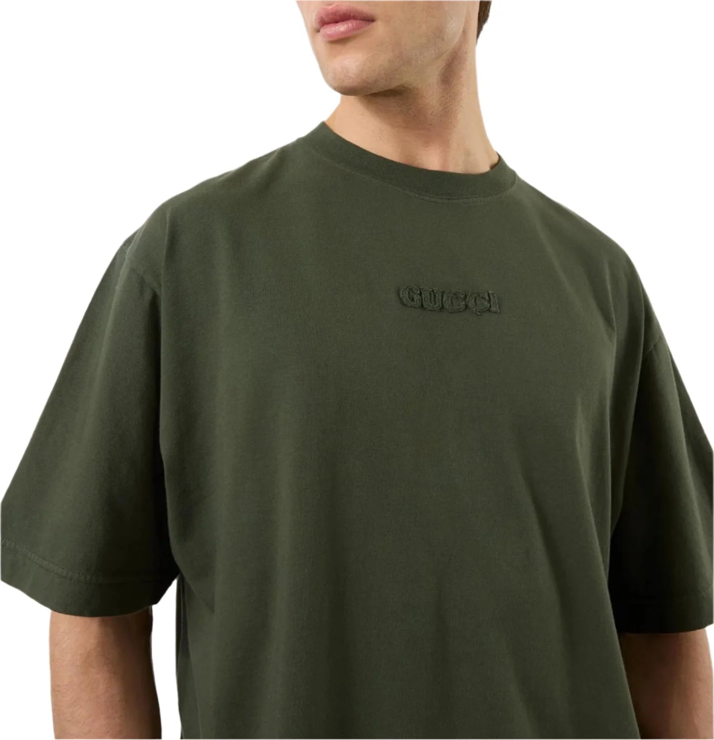 Gucci Embroidered Cotton Jersey T-Shirt Dark Green