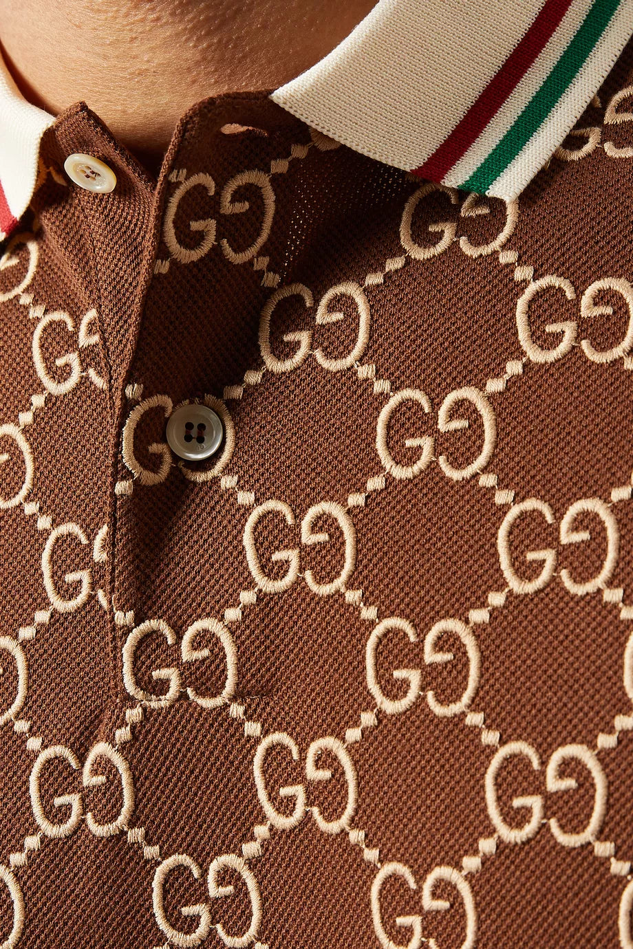 Gucci Embroidered GG Stretch Cotton Polo T-Shirt