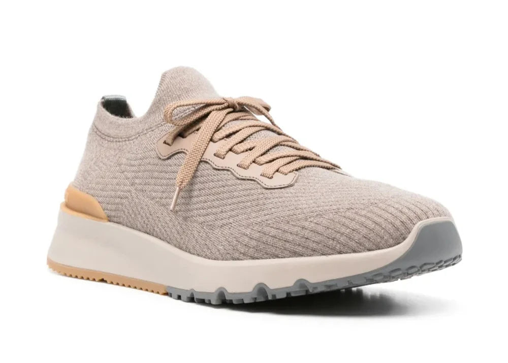 Brunello Cucinelli knitted sneakers "Light Brown"