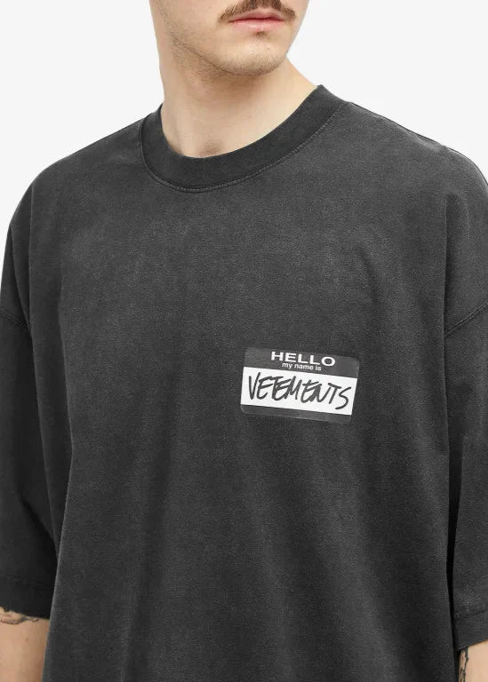 Vetements Hello My Name Is Vetements T-Shirt Black