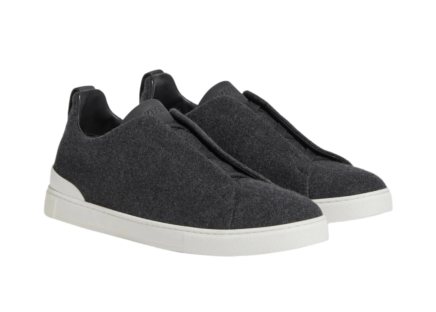 Zegna Triple Stitch Canvas Slip-On Sneakers "Black"