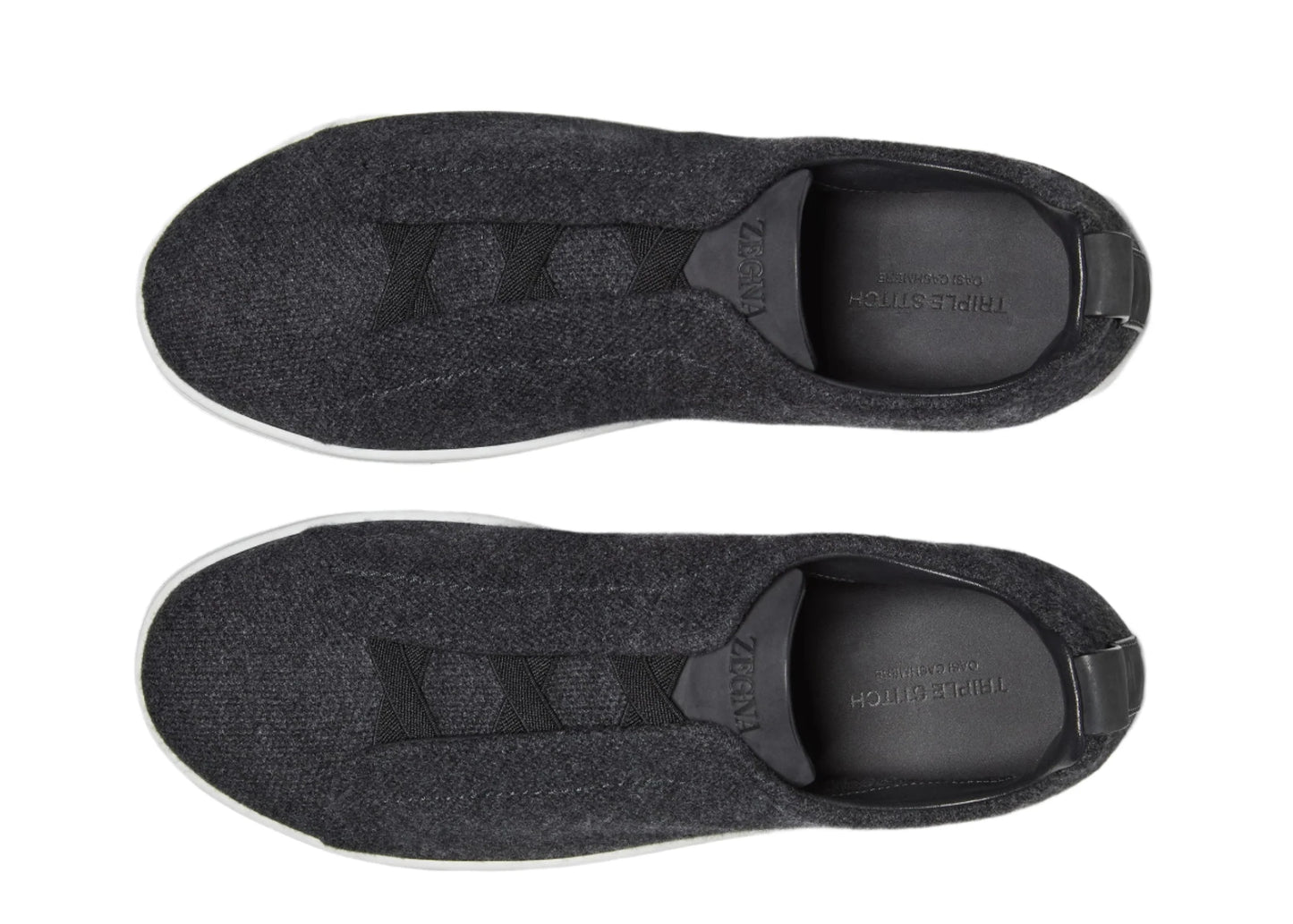Zegna Triple Stitch Canvas Slip-On Sneakers "Black"
