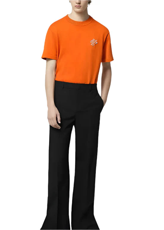 LV Embroidered Signature Short-Sleeved Cotton Crewneck Orange
