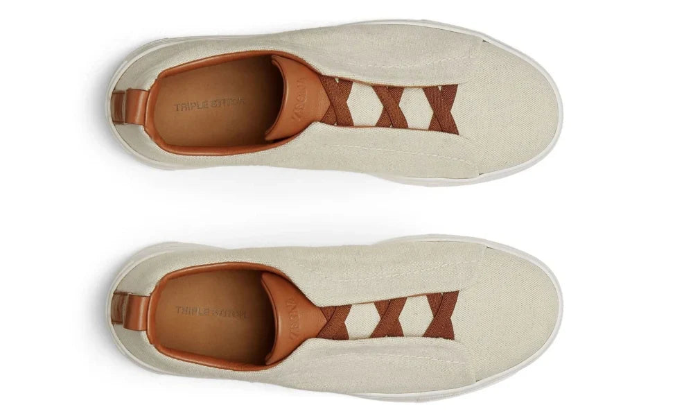 Zegna Triple Stitch canvas sneakers "Egg shell"