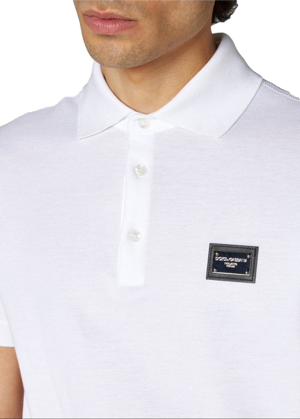 Dolce & Gabanna Cotton pique polo-shirt with branded tag