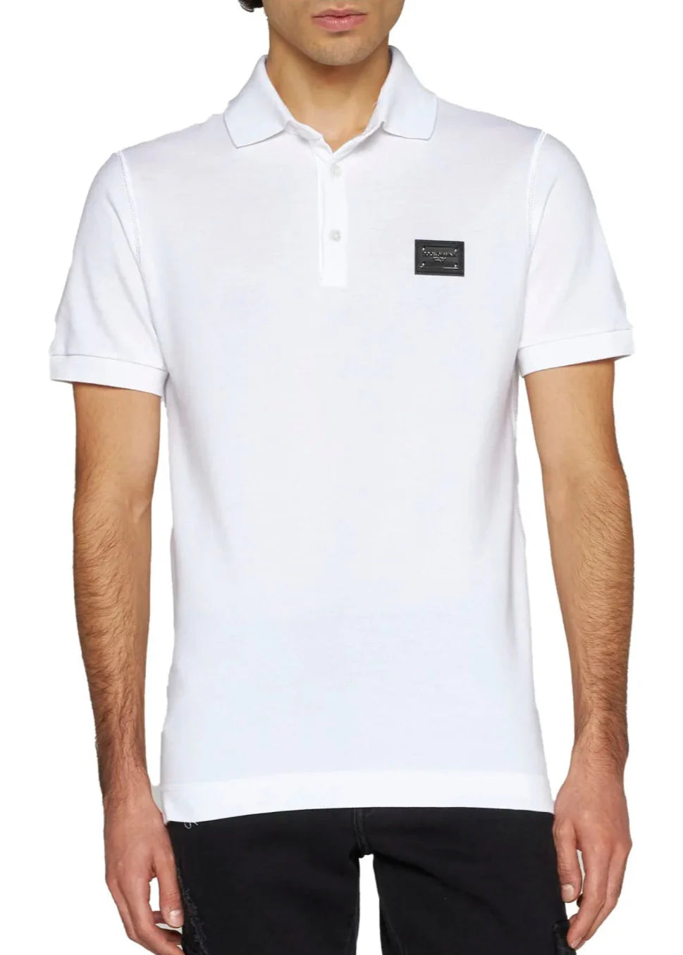 Dolce & Gabanna Cotton pique polo-shirt with branded tag