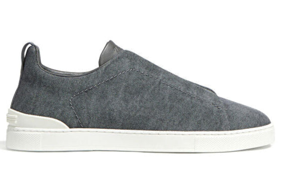 Zegna Triple Stitch Canvas Slip-On Sneakers