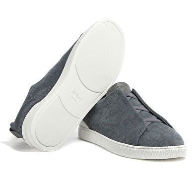 Zegna Triple Stitch Canvas Slip-On Sneakers