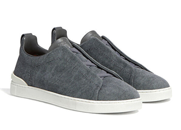 Zegna Triple Stitch Canvas Slip-On Sneakers