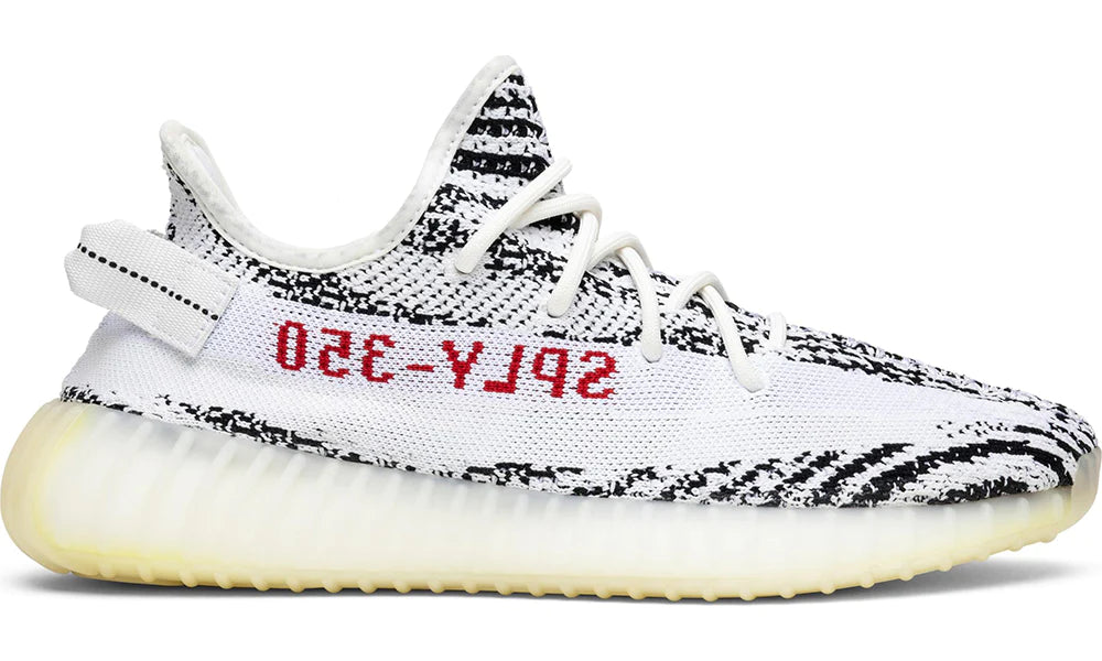 Red top zebra yeezys