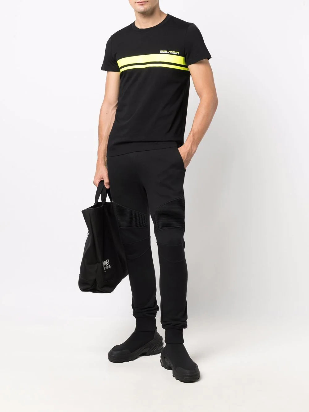 Balmain x Rossignol stripe logo-print T-shirt