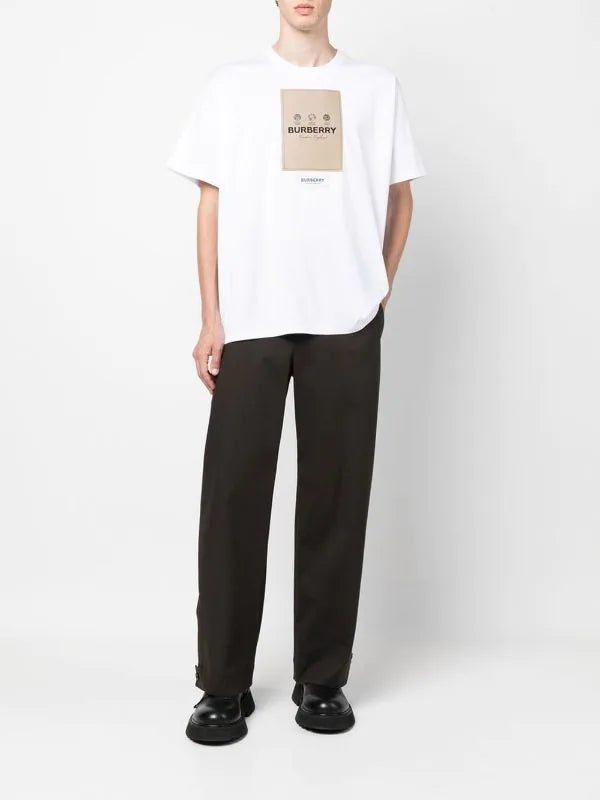 BURBERRY logo-patch round-neck T-shirt