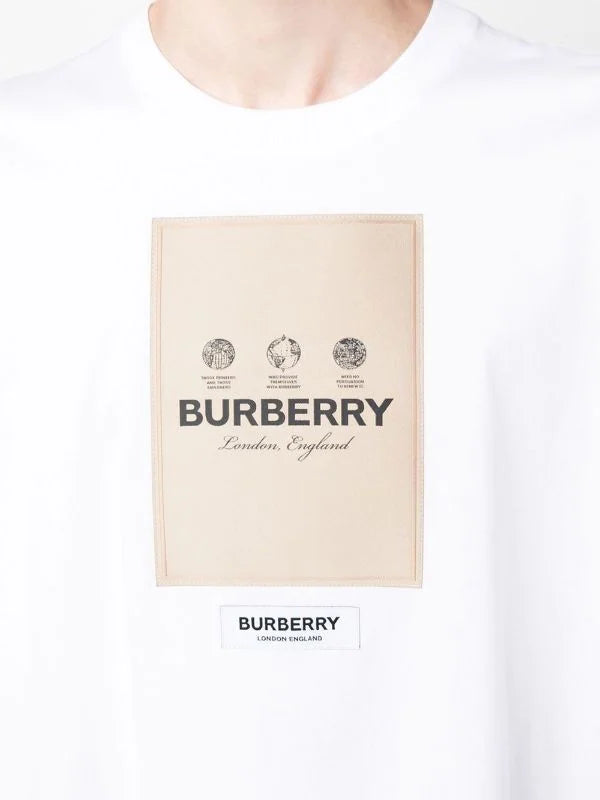 BURBERRY logo-patch round-neck T-shirt