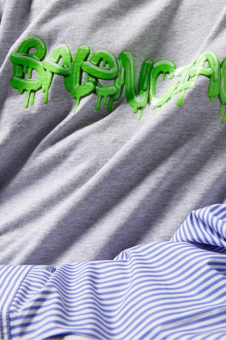 BALENCIAGA Slime Patched Sleeve Shirt in Organic Vintage Jersey & Poplin