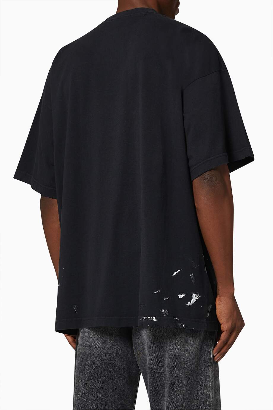 BALENCIAGA Splatter Paint Logo Large Fit T-shirt in Cotton Jersey