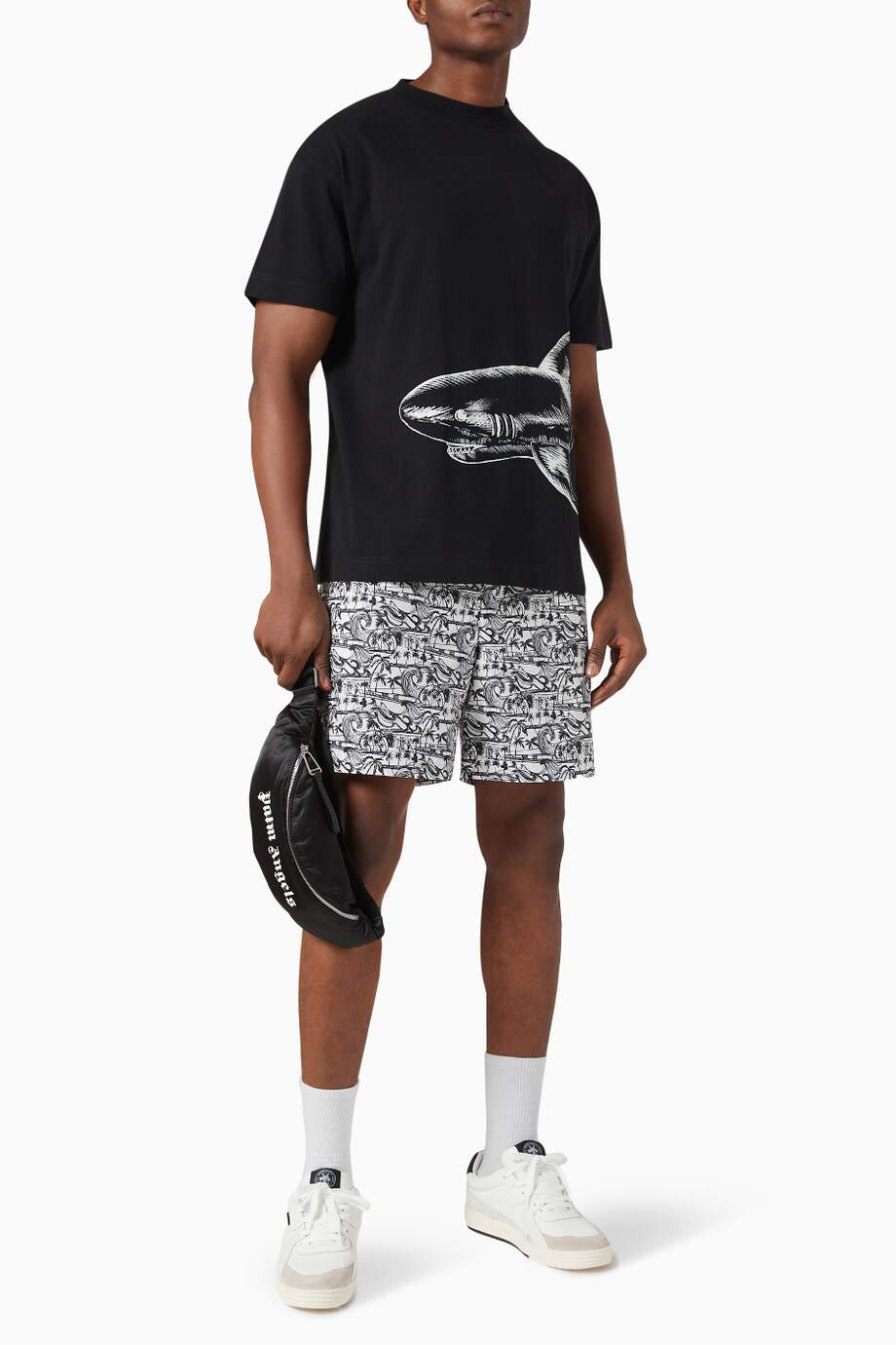 Palm Angels Broken Shark T-shirt in Cotton Jersey