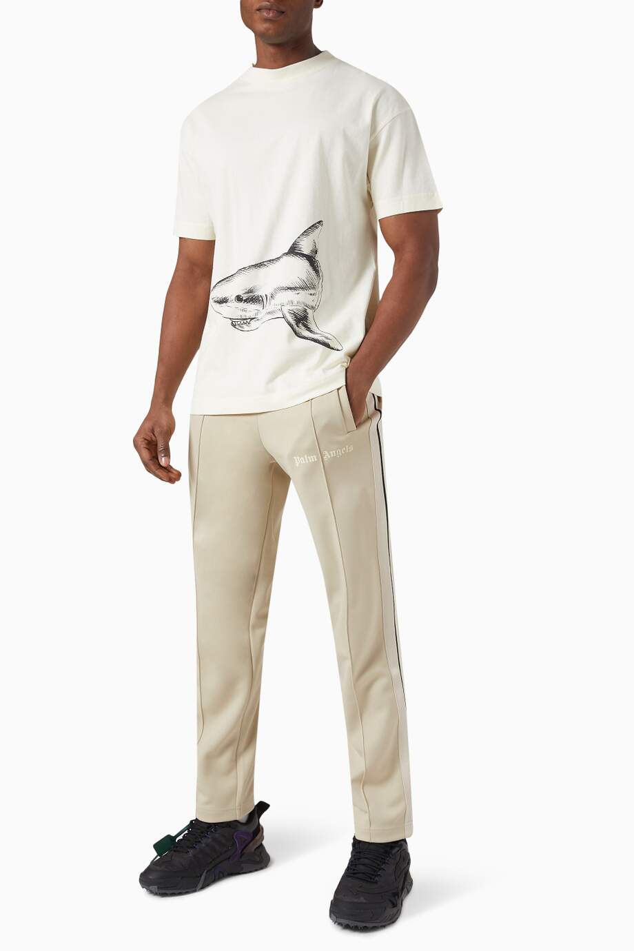 Palm Angels Broken Shark T-shirt in Cotton Jersey