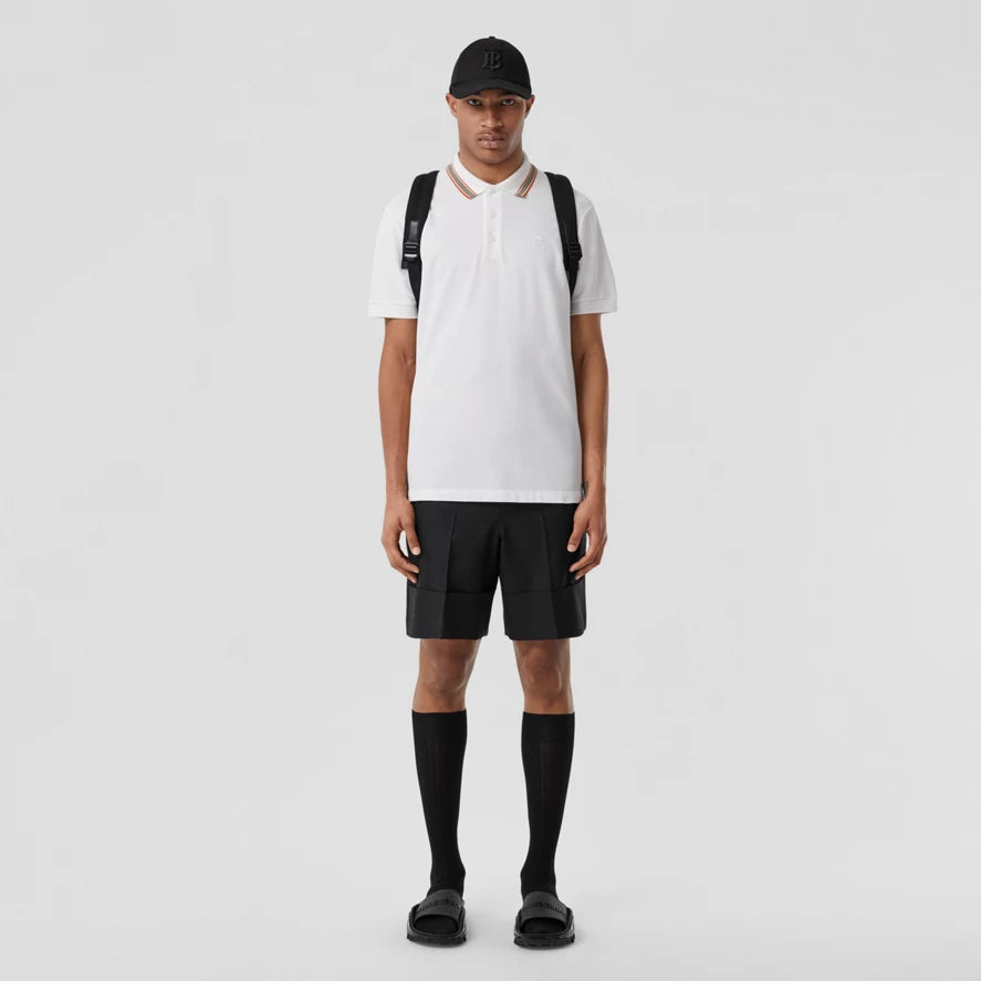 BURBERRY Icon Stripe Collar Cotton Piqué Polo Shirt