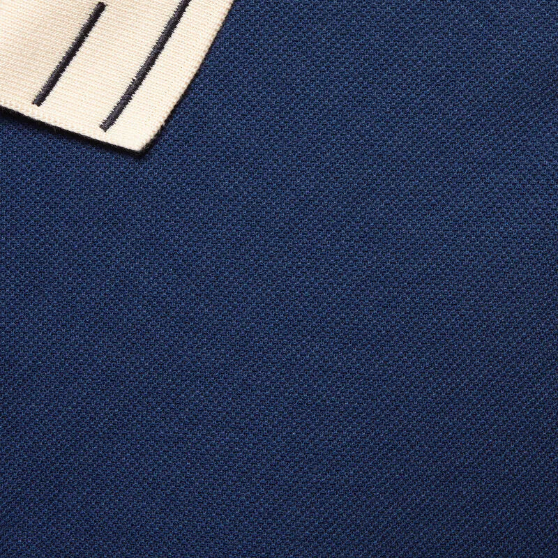Cotton polo with embroidered collar