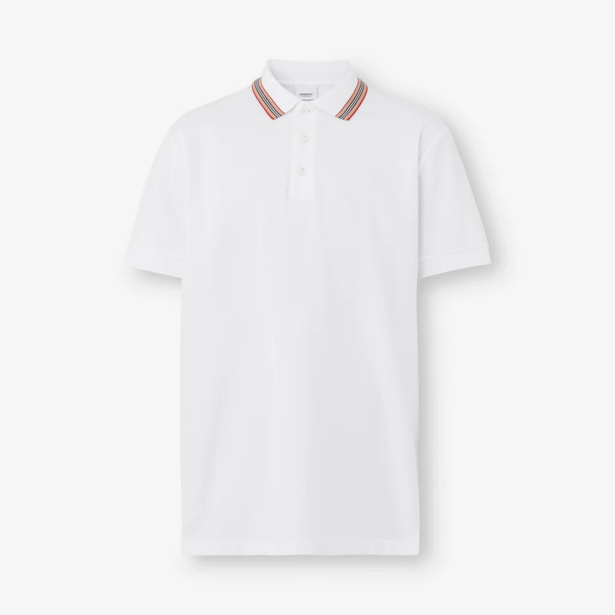BURBERRY Icon Stripe Collar Cotton Piqué Polo Shirt