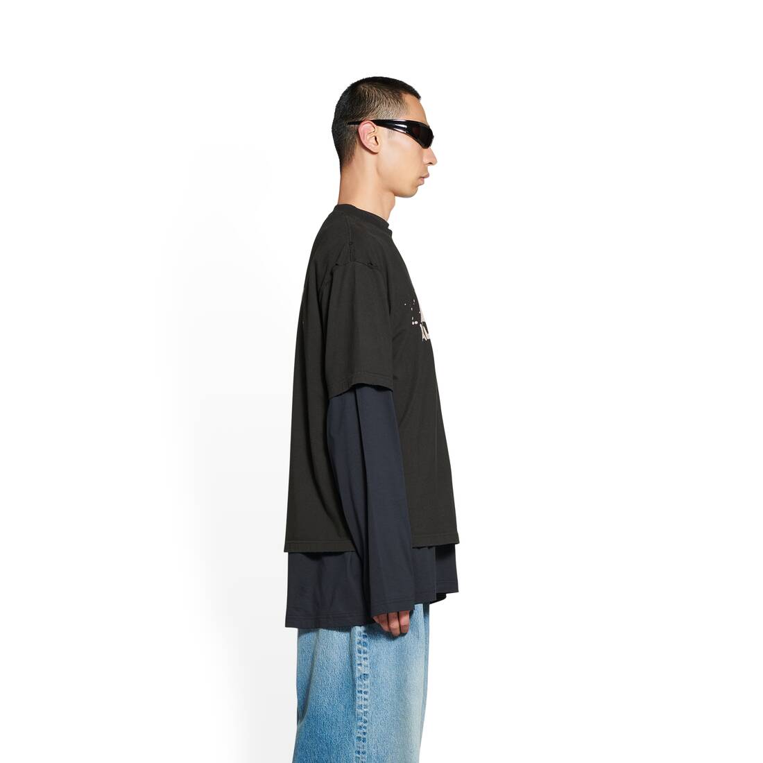 BALENCIAGA HAND DRAWN BB ICON T-SHIRT MEDIUM FIT IN BLACK