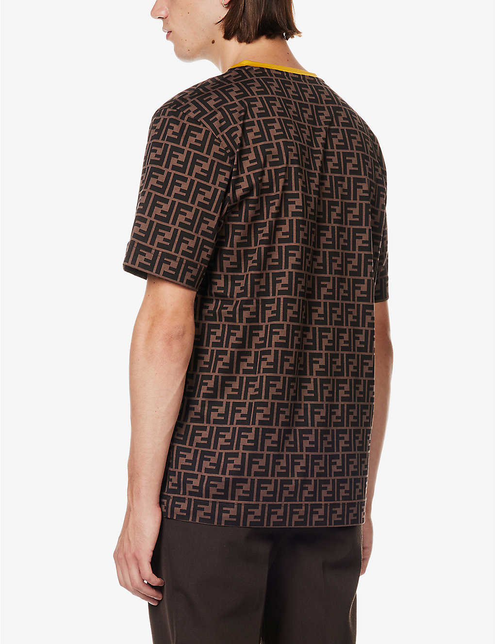FENDI Monogram-print contrast-trim cotton-jersey T-shirt