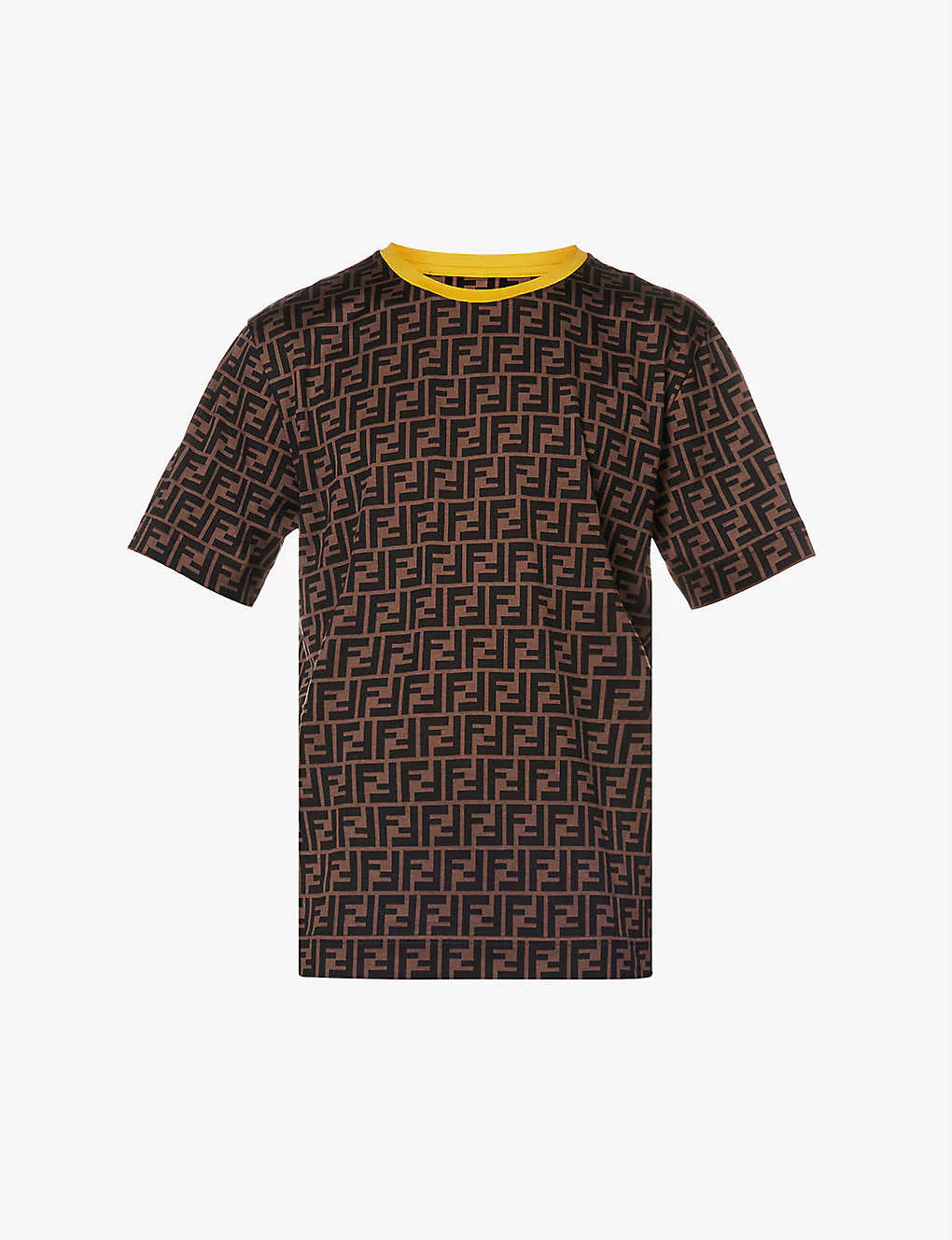 FENDI Monogram-print contrast-trim cotton-jersey T-shirt