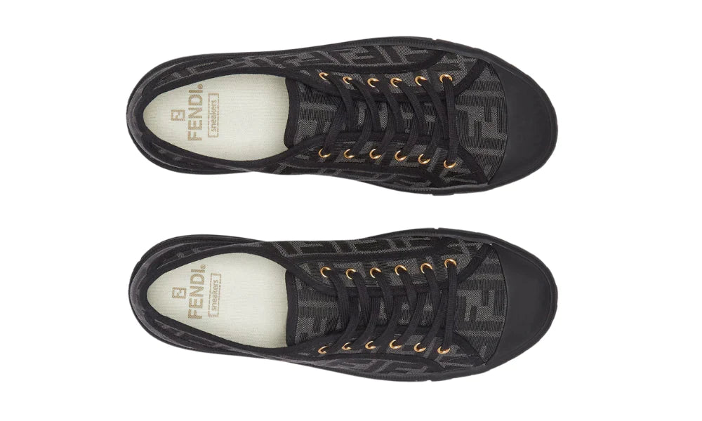 Fendi Domino Black Fabric Low-Tops