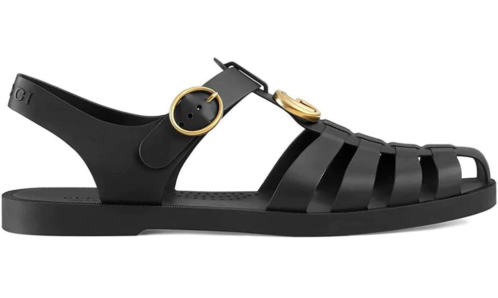 Gucci Rubber Buckle Strap Sandals - Black – shoeslevele Gucci Rubber Buckle Strap Sandals - Black – shoeslevele