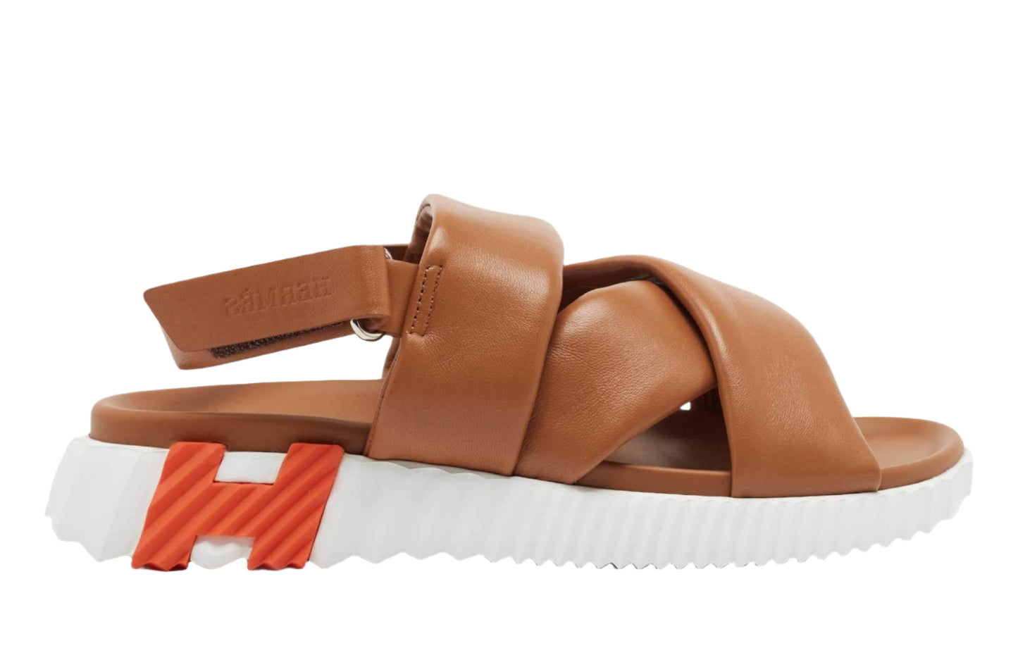 Hermes Brown Leather Electric Slingback Sandals