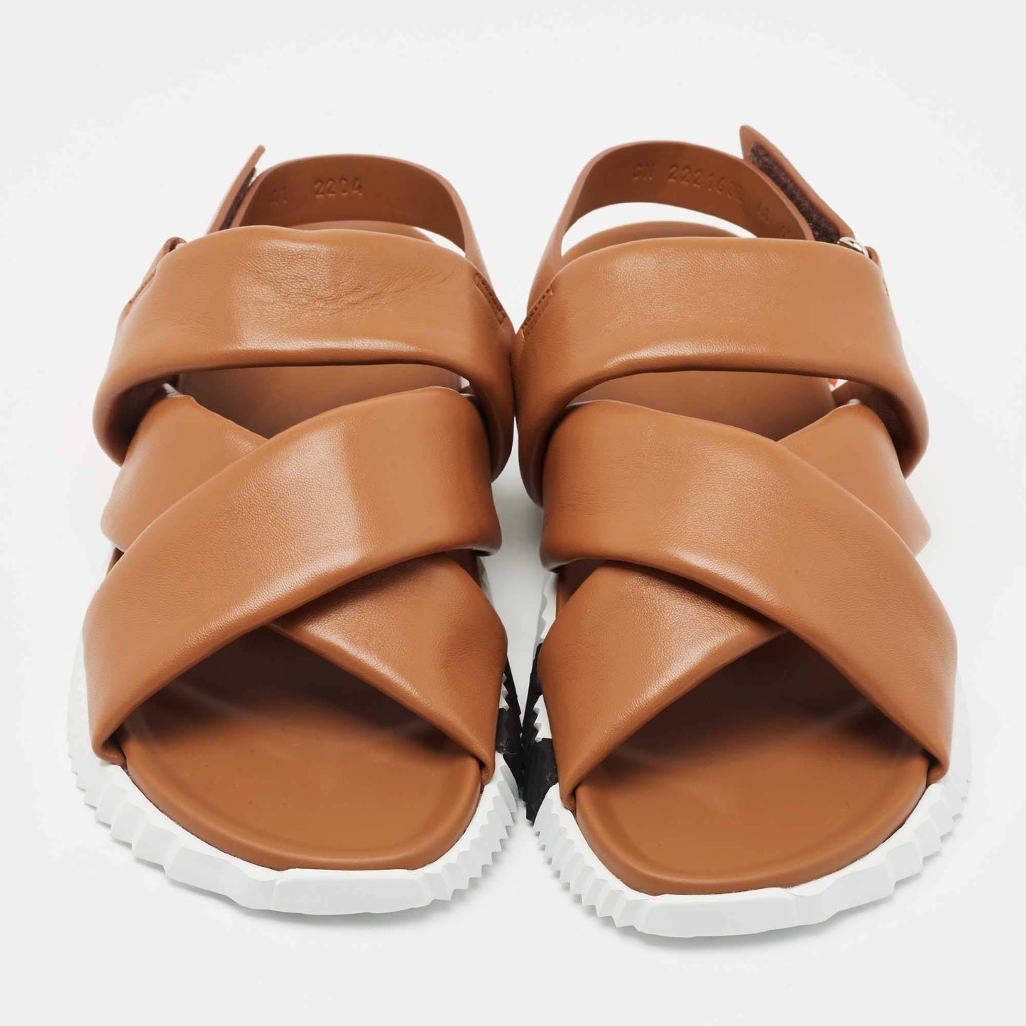 Hermes Brown Leather Electric Slingback Sandals