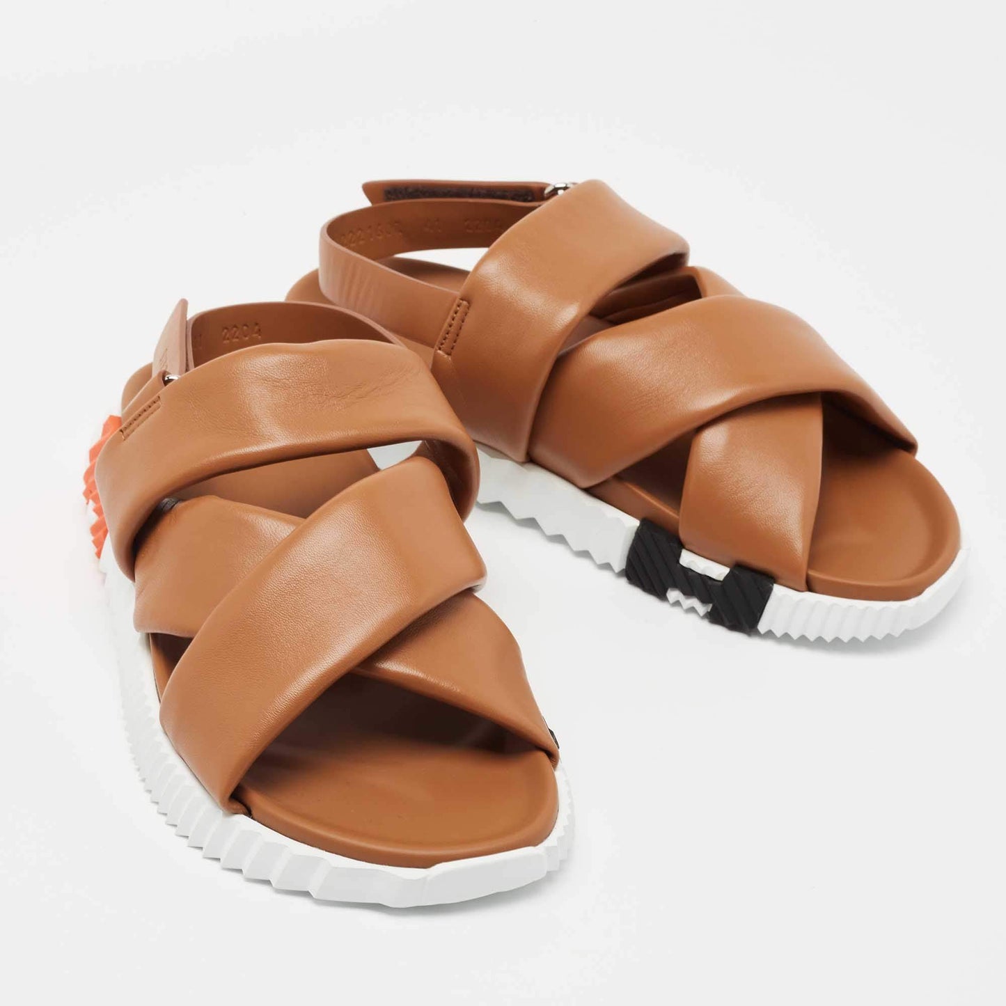 Hermes Brown Leather Electric Slingback Sandals