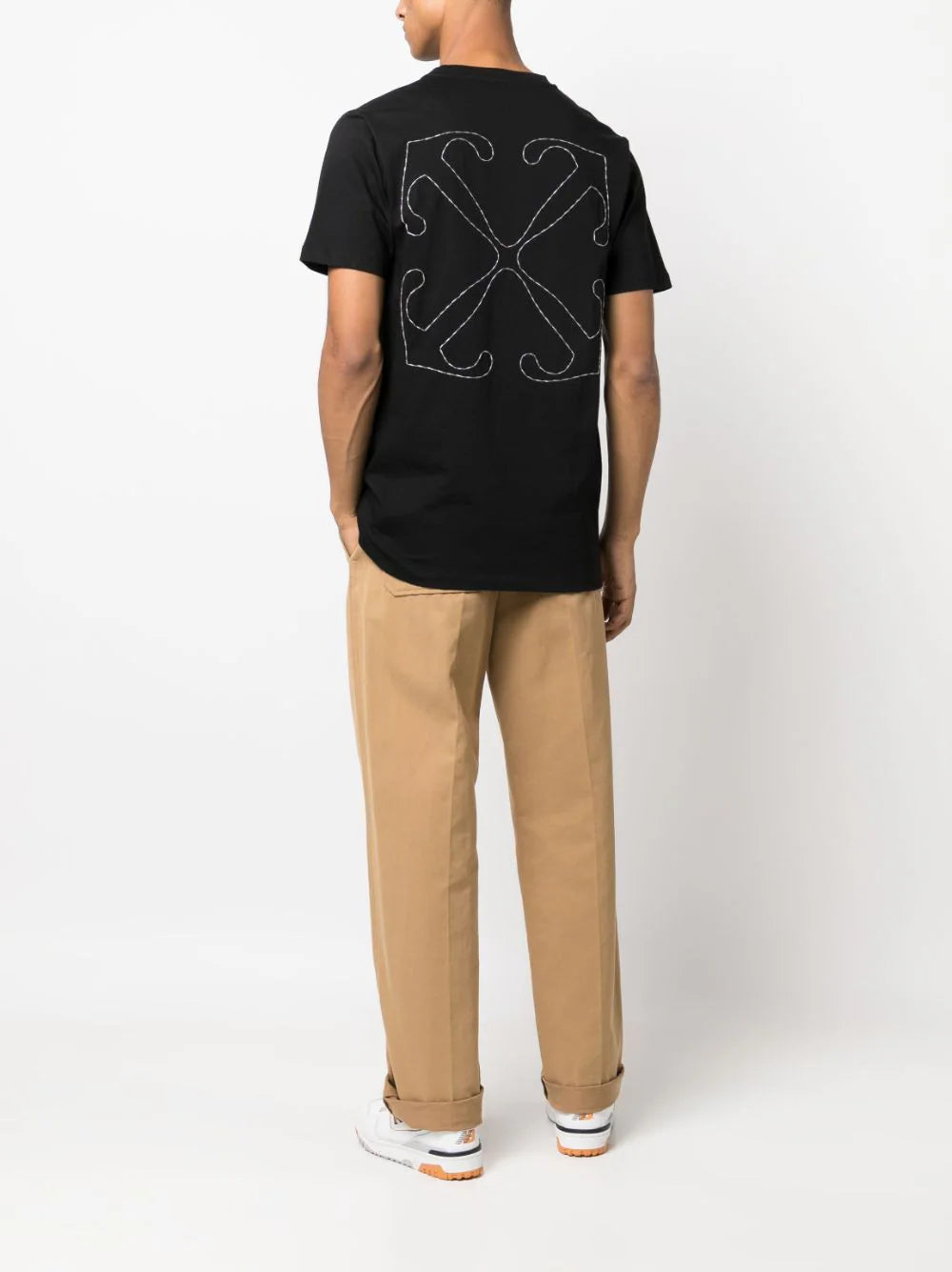 Off-White Arrows-embroidered cotton T-shirt