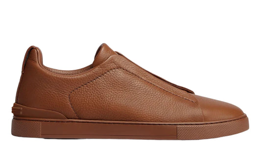 Zegna Triple Stitch leather sneakers "Vicuna"