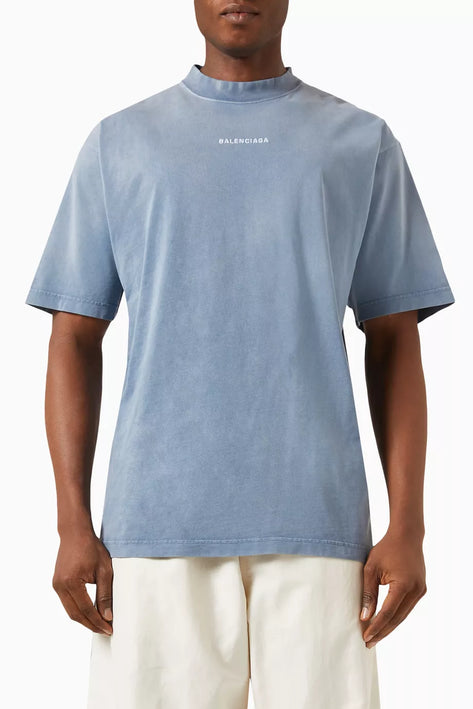 BALENCIAGA Logo Embroidered T-shirt in Cotton