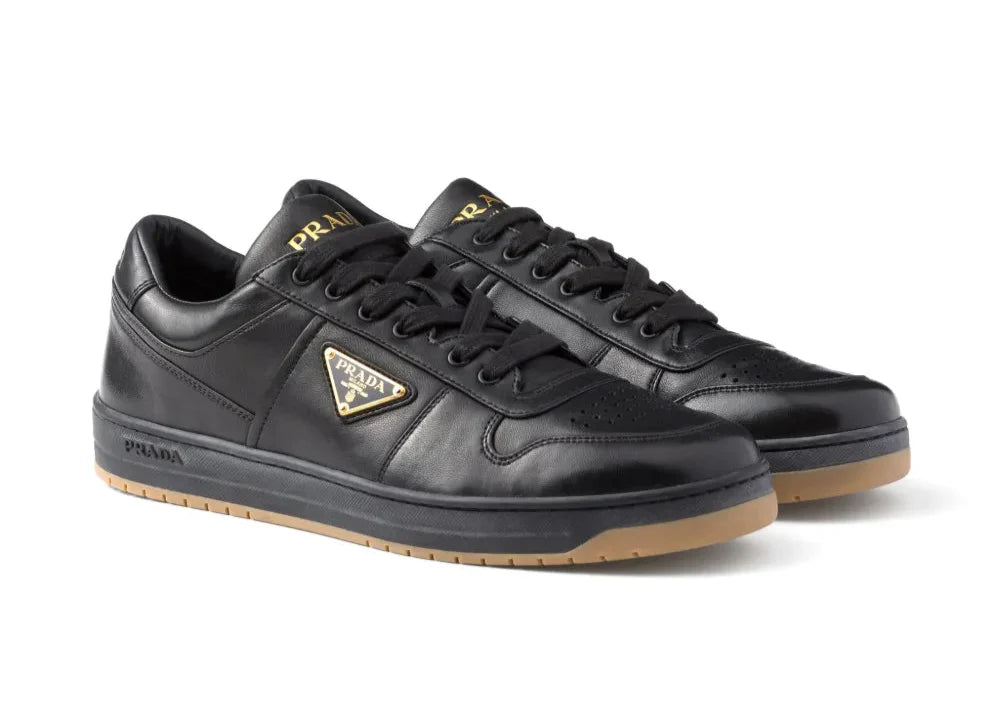 Prada Enamel-triangle Leather Sneakers