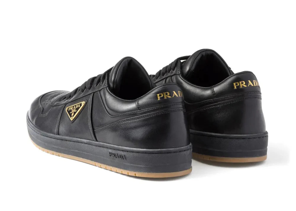 Prada Enamel-triangle Leather Sneakers