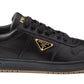 Prada Enamel-triangle Leather Sneakers