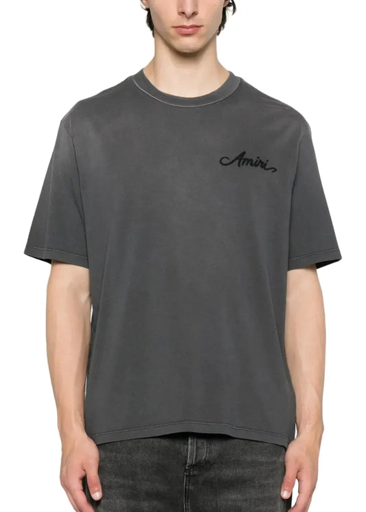 Amiri Bleach Bandana Patch T-shirt "Charcoal Grey"