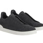 Zegna Triple Stitch Canvas Slip-On Sneakers "Black"