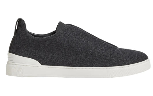 Zegna Triple Stitch Canvas Slip-On Sneakers "Black"