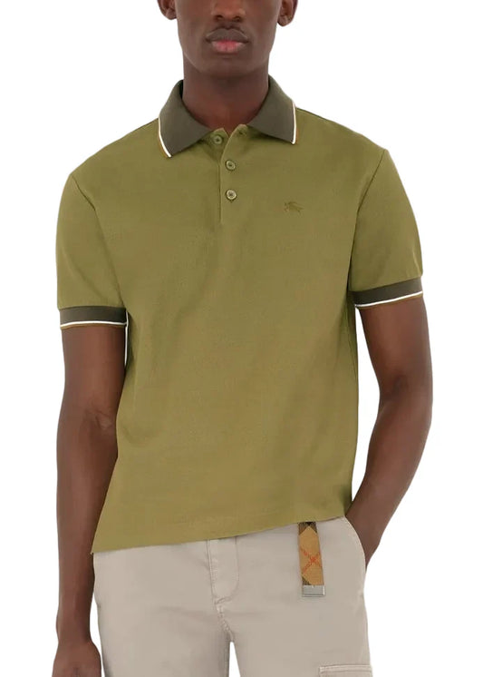 Burberry Logo Collar Cotton Polo Shirt "Estate Green"