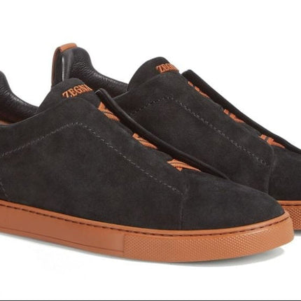 Zegna Black Suede Triple Stitch sneakers