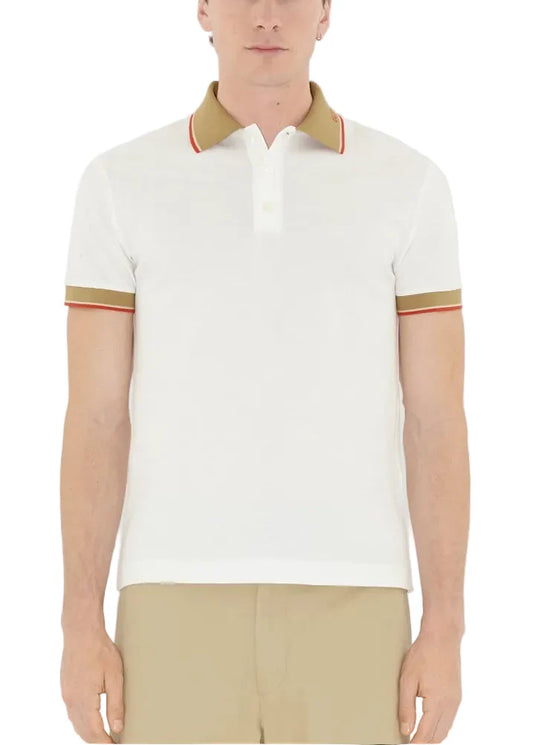 Burberry Logo Collar Cotton Polo Shirt "Chalk White"