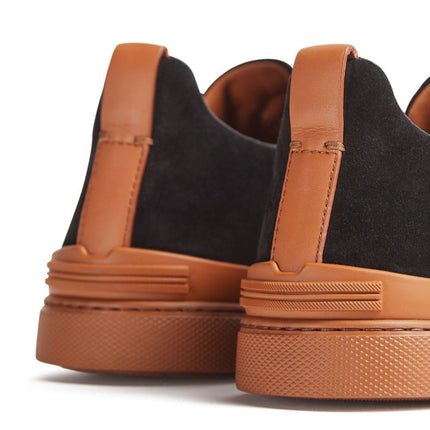 Zegna Black Suede Triple Stitch sneakers