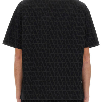 Valentino Cotton T-shirt with Toile iconographe Print Black