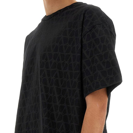 Valentino Cotton T-shirt with Toile iconographe Print Black