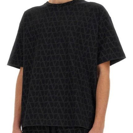 Valentino Cotton T-shirt with Toile iconographe Print Black