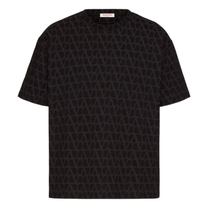 Valentino Cotton T-shirt with Toile iconographe Print Black