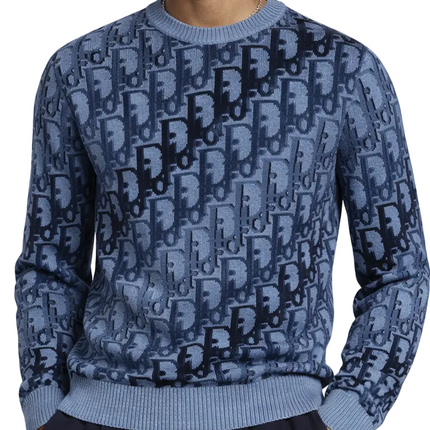 Dior Oblique Sweater "Blue Wool Jacquard"